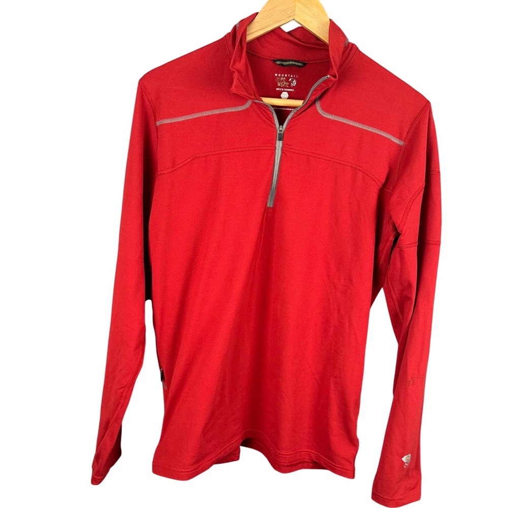 Mountain Hardwear Mens Red Quarter Zip Pullover Long Sleeve Shirt OM3253 Size M